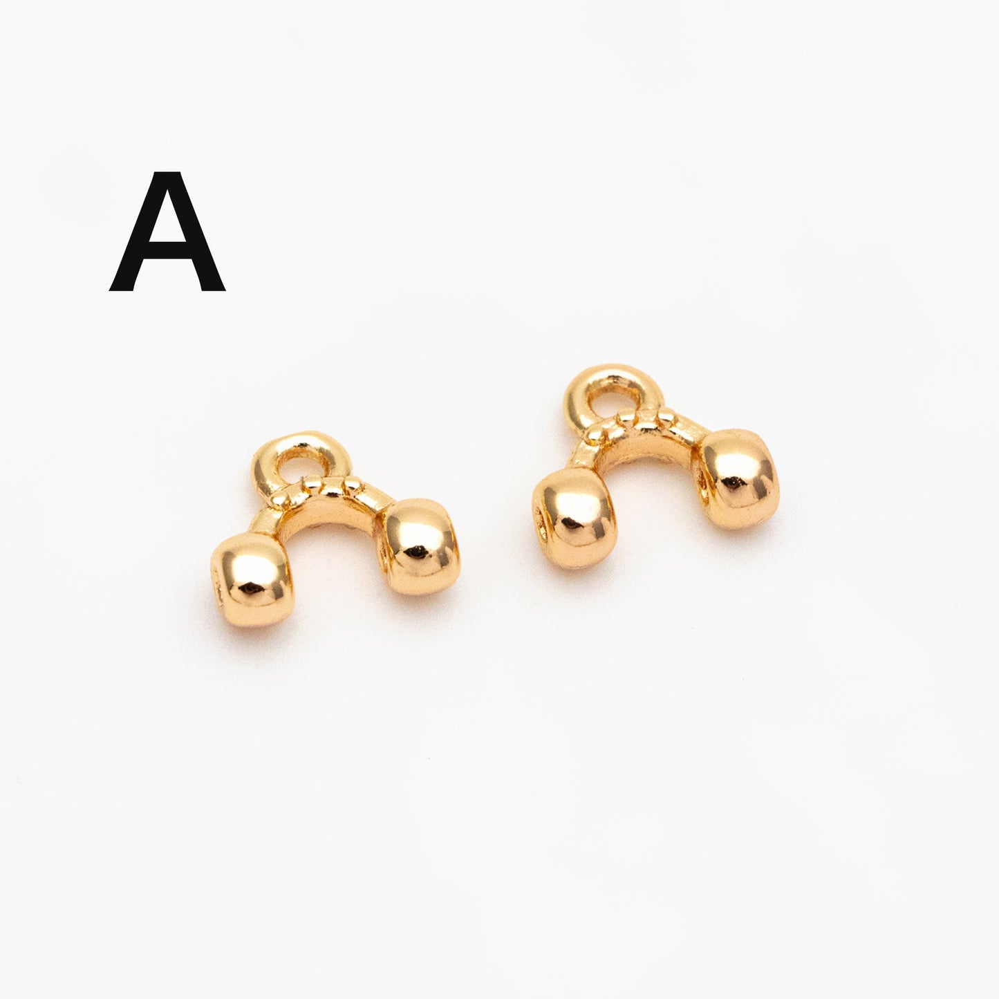 10pcs Gold Semi Circle Charm Connectors, 18K Gold plated Brass, Geometric Pendants (GB-4004)