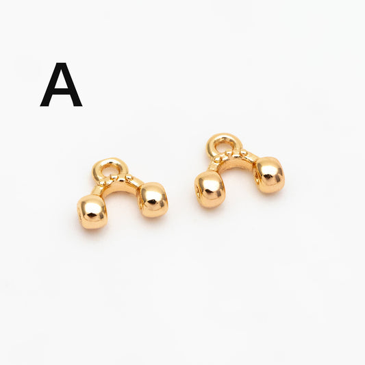 10pcs Gold Semi Circle Charm Connectors, 18K Gold plated Brass, Geometric Pendants (GB-4004)