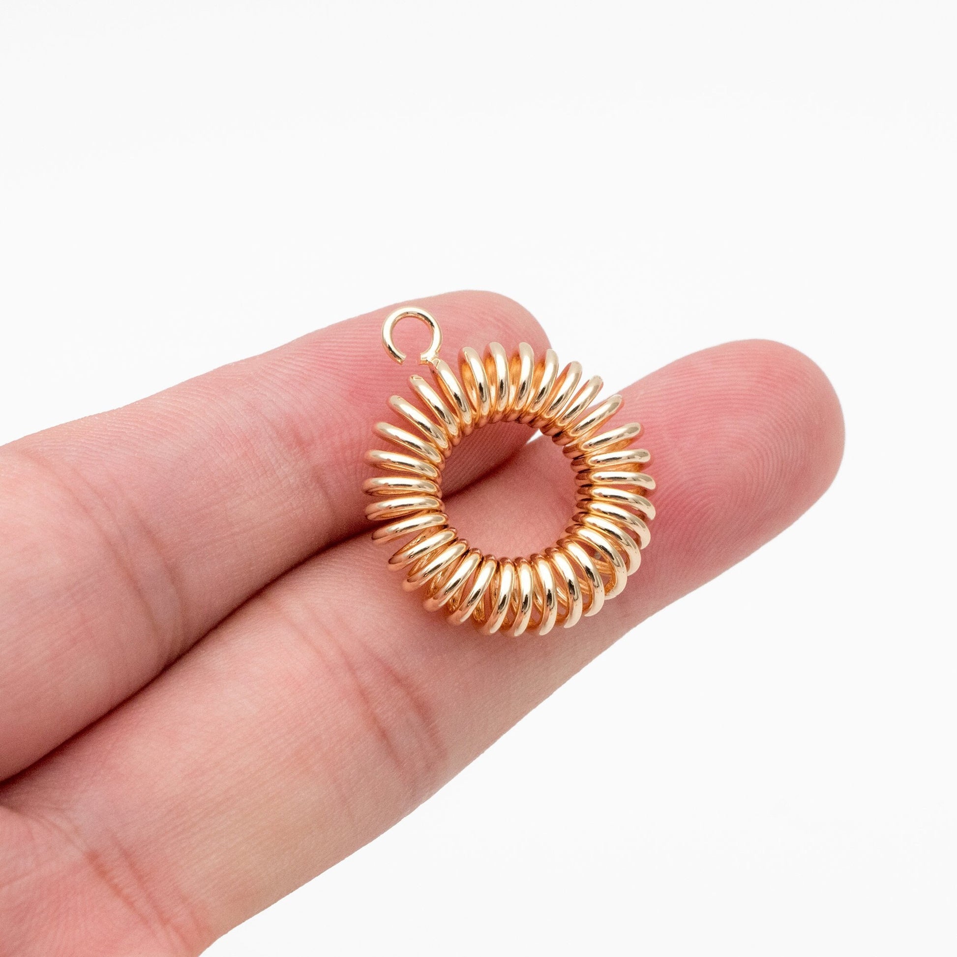 10pcs Gold Wired Charms, 21mm, Round Circle Pendants (GB-3947)