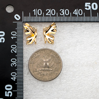 10pcs CZ Pave Gold Butterfly Earrings with Loop, Dianty Butterfly Ear Studs, Jewelry Supplies (GB-3962)