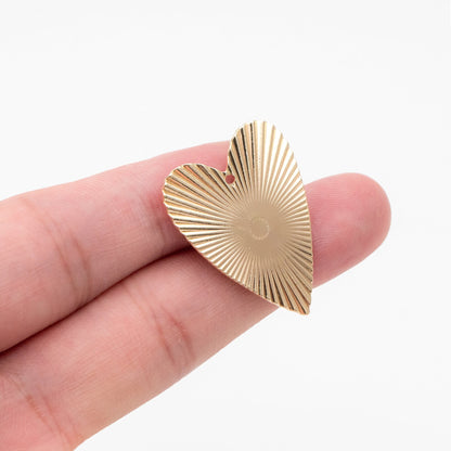 10pcs Gold Heart Charm Pendants, Earring Findings, Jewelry Making, Diy Material, Jewelry Supplies (GB-3976)