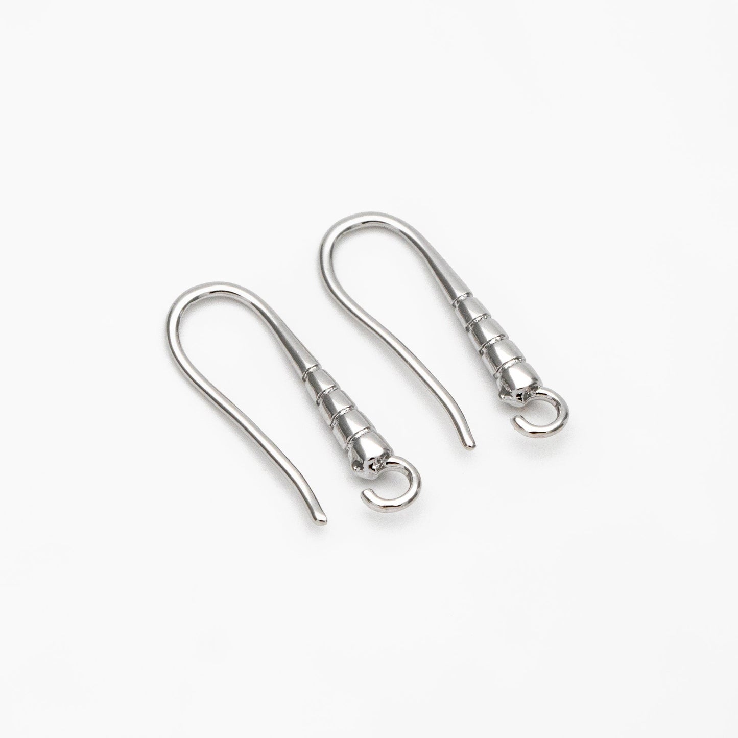 10pcs Gold/ Silver Earring Hooks 20x7mm, Real Gold/ Rhodium plated Brass, Simple Earwires Earring Components (GB-3841)
