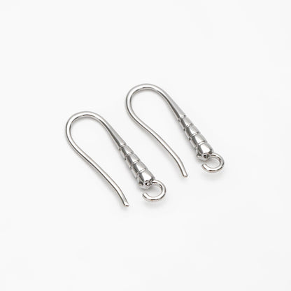 10pcs Gold/ Silver Earring Hooks 20x7mm, Real Gold/ Rhodium plated Brass, Simple Earwires Earring Components (GB-3841)