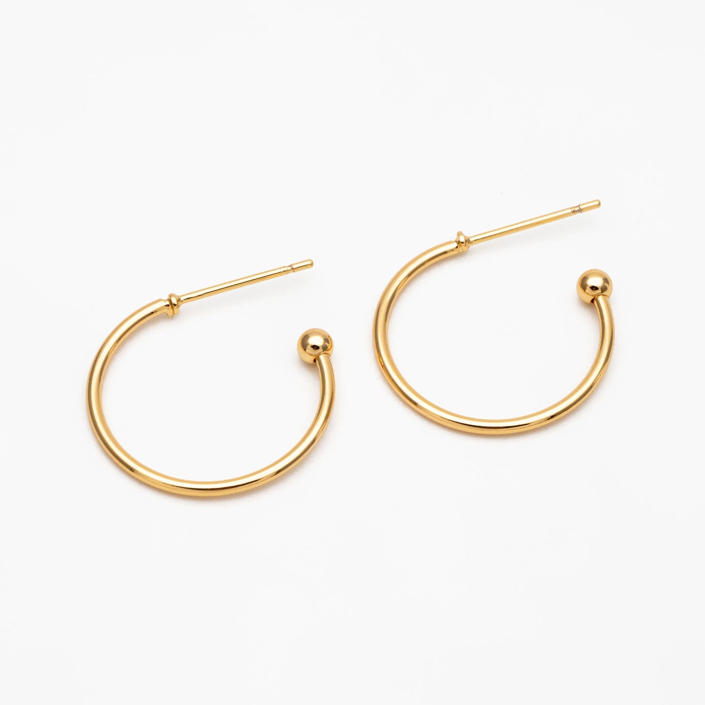 10pcs Gold Round Circle Ear Posts 20mm, Gold plated Brass, Minimalist Geometric Hoop Stud Earrings (GB-3949)