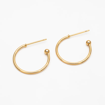10pcs Gold Round Circle Ear Posts 20mm, Gold plated Brass, Minimalist Geometric Hoop Stud Earrings (GB-3949)