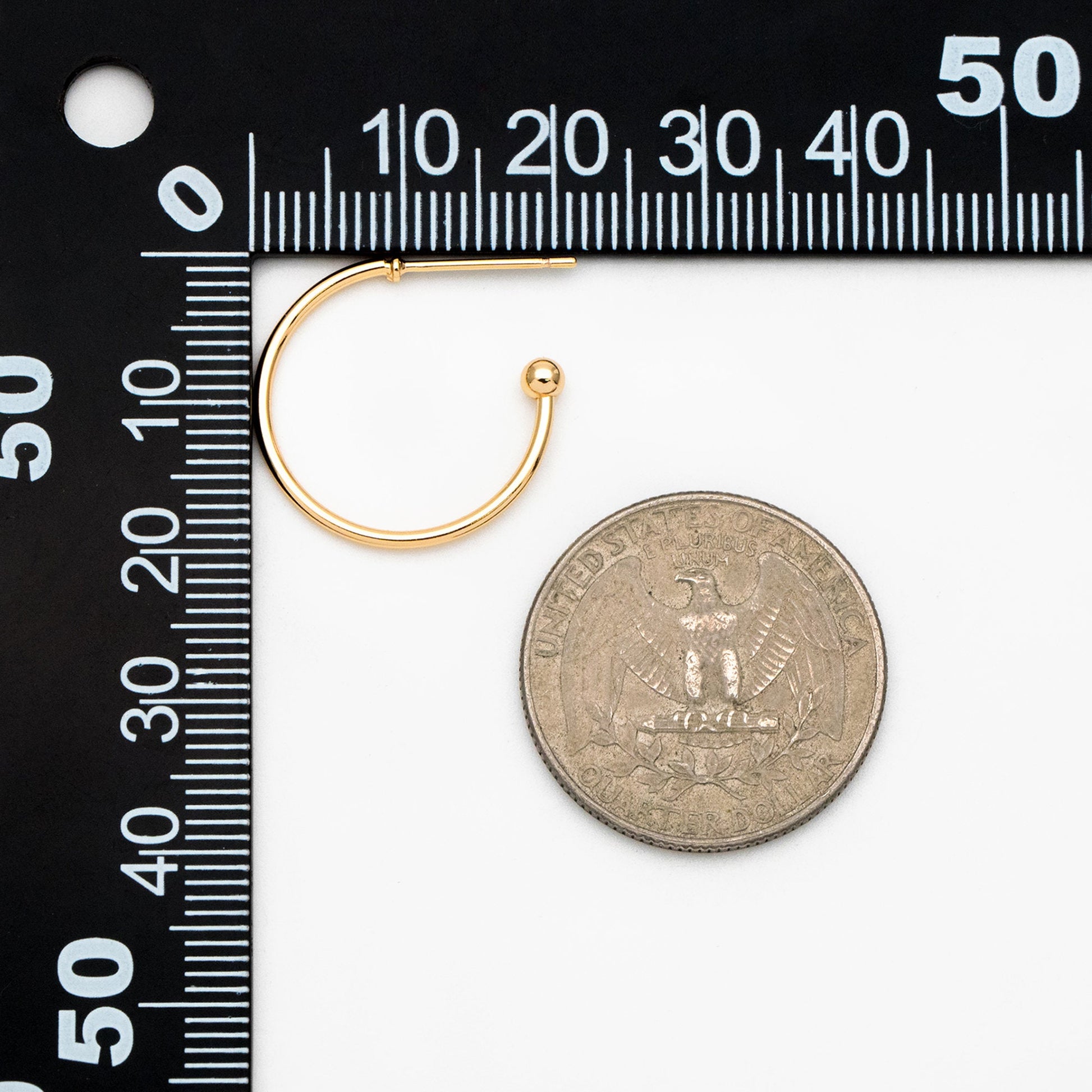 10pcs Gold Round Circle Ear Posts 20mm, Gold plated Brass, Minimalist Geometric Hoop Stud Earrings (GB-3949)