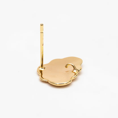 10pcs Gold Cloud Earrings, Stud Earring with loops, Gold plated Brass Ear Posts (#GB-3956)