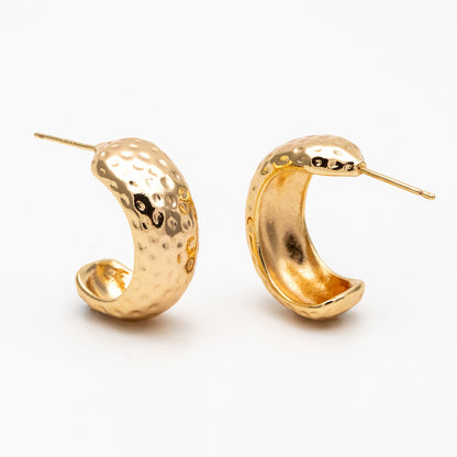 4pcs Gold/ Silver Minimalist C Shape Earring, 18K Gold/ Rhodium plated Brass Ear Posts, Stud Earrings (GB-3958)