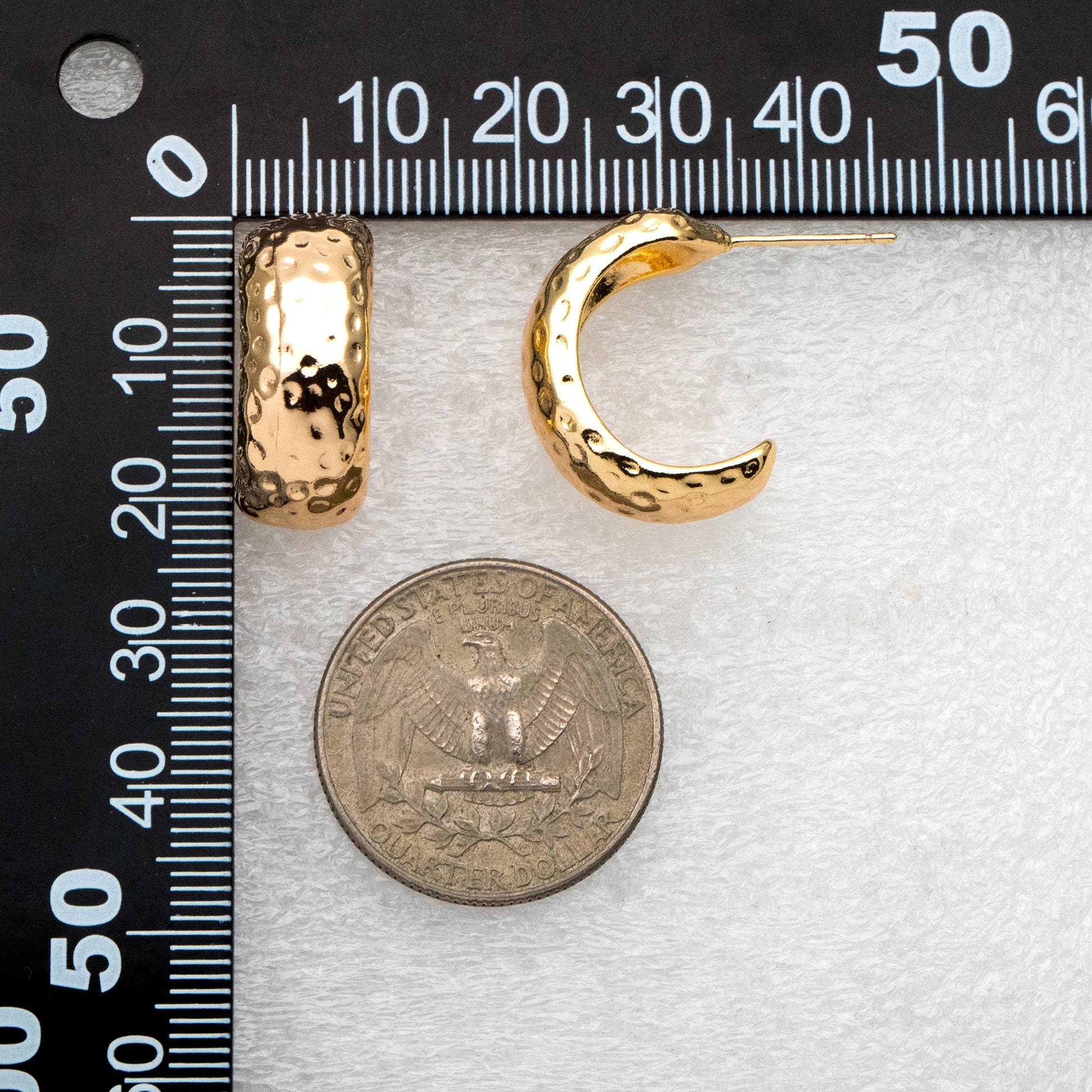 4pcs Gold/ Silver Minimalist C Shape Earring, 18K Gold/ Rhodium plated Brass Ear Posts, Stud Earrings (GB-3958)