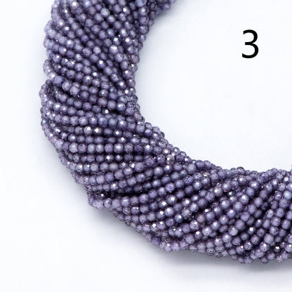 2mm Colorful Zircon Faceted Beads, Tiny Gemstone Beads, Natural Stone Beads for Jewelry Bracelet Making DIY, Full 14.5 Inch Strands (TR-008)