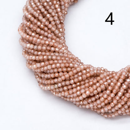 2mm Colorful Zircon Faceted Beads, Tiny Gemstone Beads, Natural Stone Beads for Jewelry Bracelet Making DIY, Full 14.5 Inch Strands (TR-008)