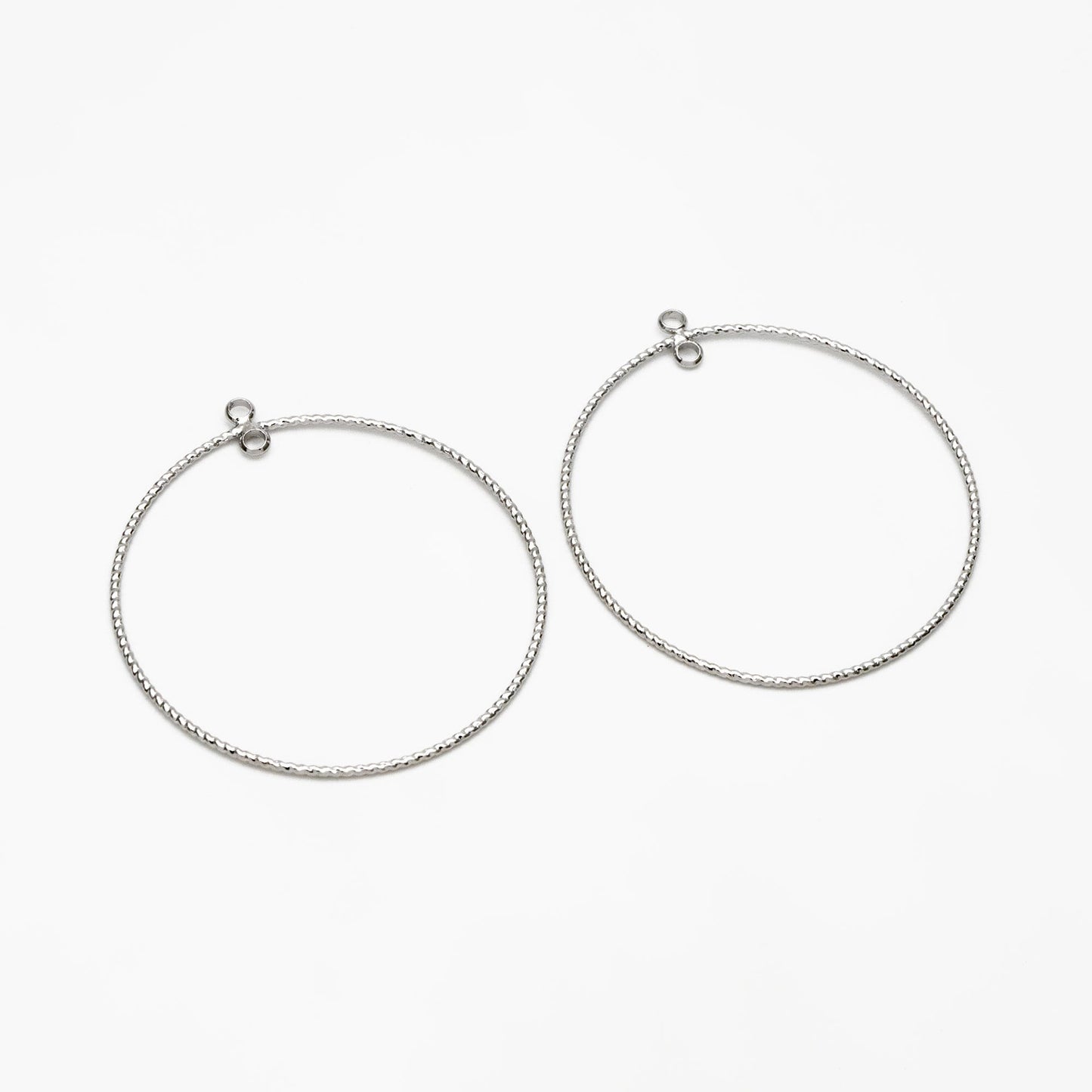10pcs Gold/ Silver tone Round Circle Pendants 40mm, Gold/ Rhodium plated Brass Hoops, Geometric Ring Loop Charms (GB-3984)