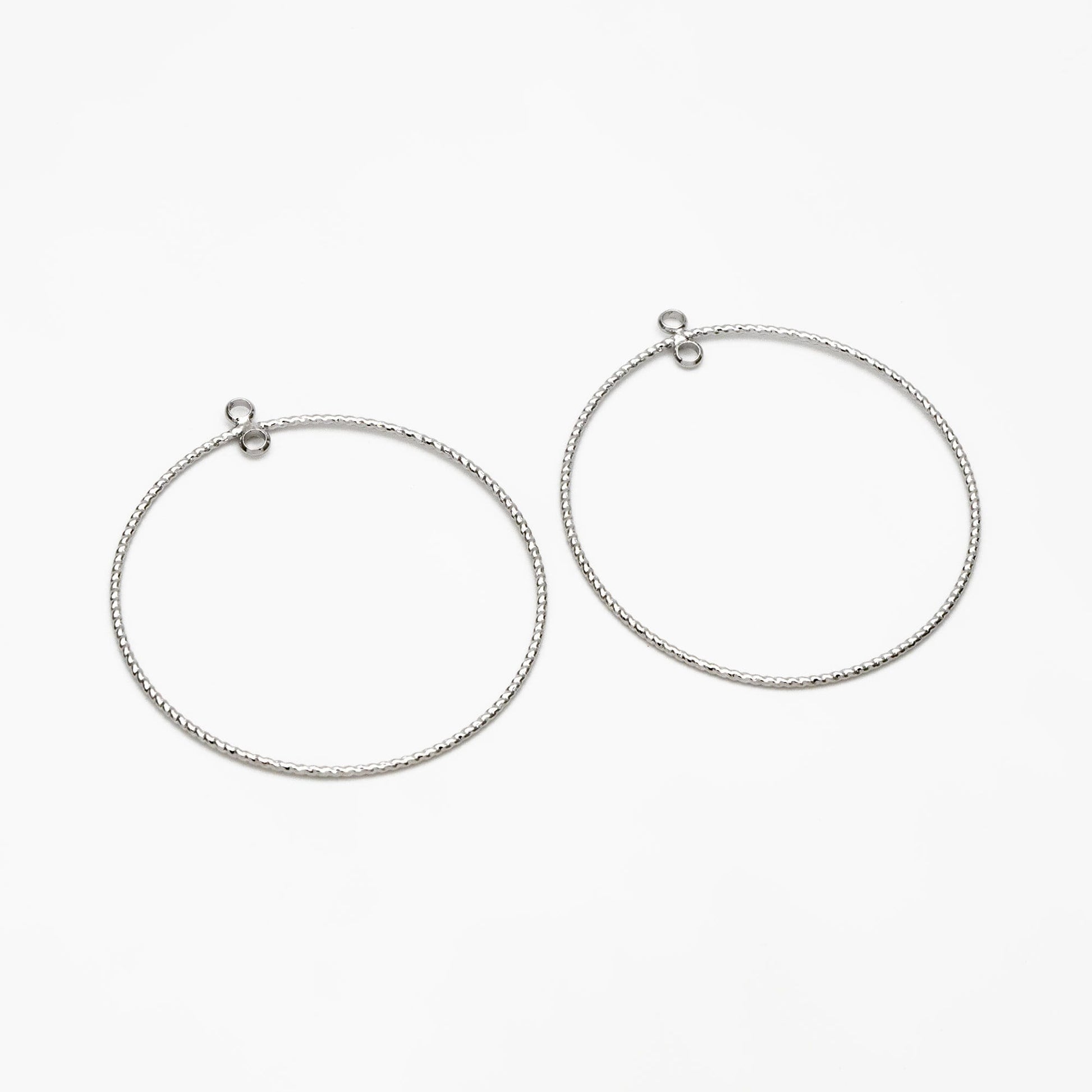 10pcs Gold/ Silver tone Round Circle Pendants 40mm, Gold/ Rhodium plated Brass Hoops, Geometric Ring Loop Charms (GB-3984)