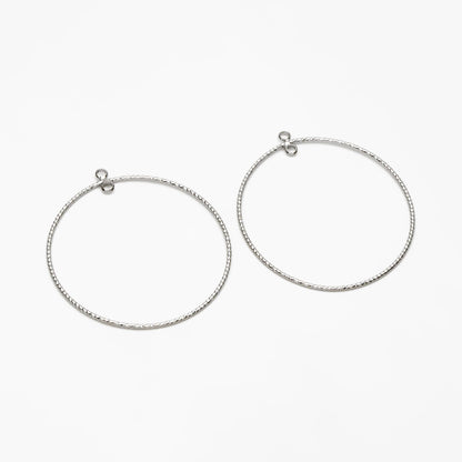 10pcs Gold/ Silver tone Round Circle Pendants 40mm, Gold/ Rhodium plated Brass Hoops, Geometric Ring Loop Charms (GB-3984)