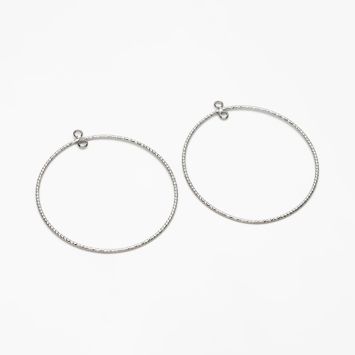 10pcs Gold/ Silver tone Round Circle Pendants 40mm, Gold/ Rhodium plated Brass Hoops, Geometric Ring Loop Charms (GB-3984)