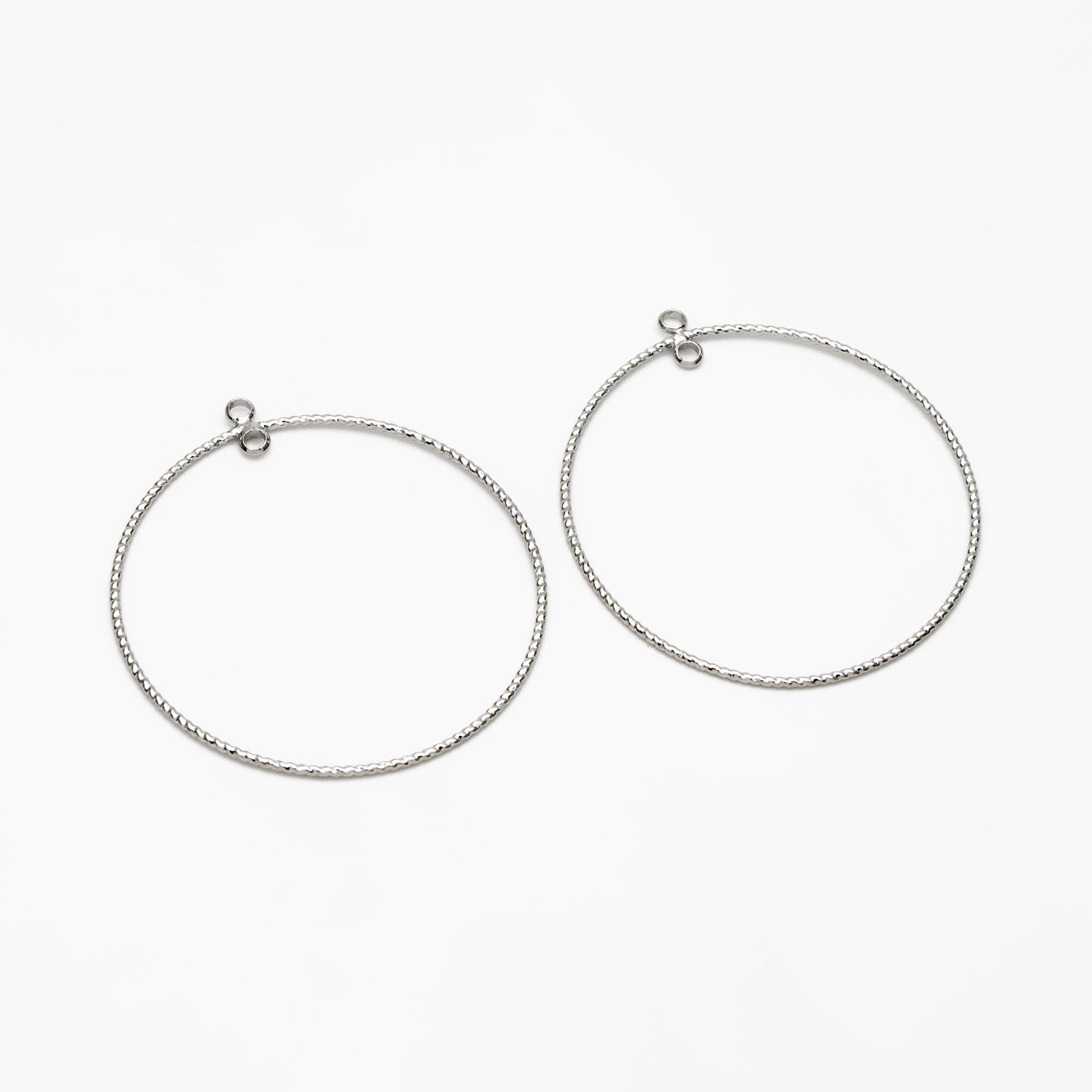 10pcs Gold/ Silver tone Round Circle Pendants 40mm, Gold/ Rhodium plated Brass Hoops, Geometric Ring Loop Charms (GB-3984)