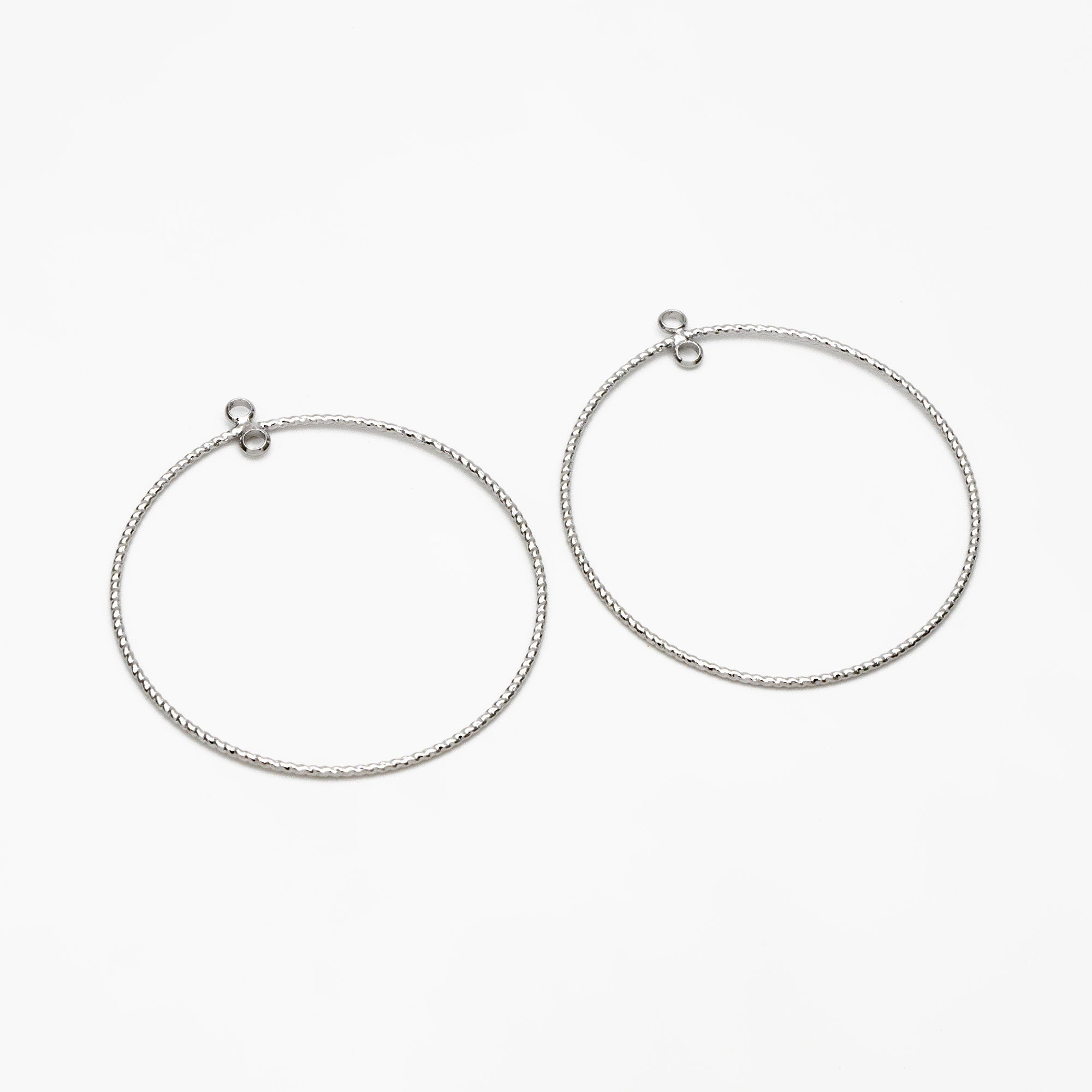 10pcs Gold/ Silver tone Round Circle Pendants 40mm, Gold/ Rhodium plated Brass Hoops, Geometric Ring Loop Charms (GB-3984)