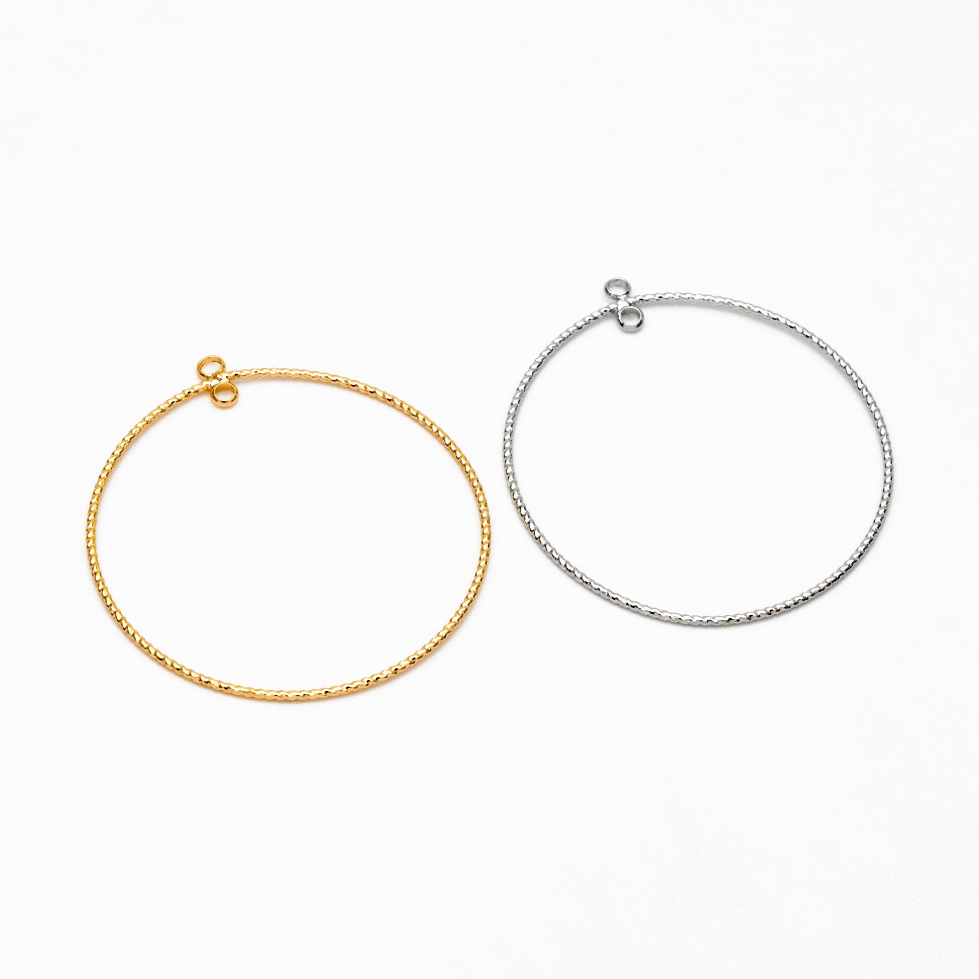 10pcs Gold/ Silver tone Round Circle Pendants 40mm, Gold/ Rhodium plated Brass Hoops, Geometric Ring Loop Charms (GB-3984)
