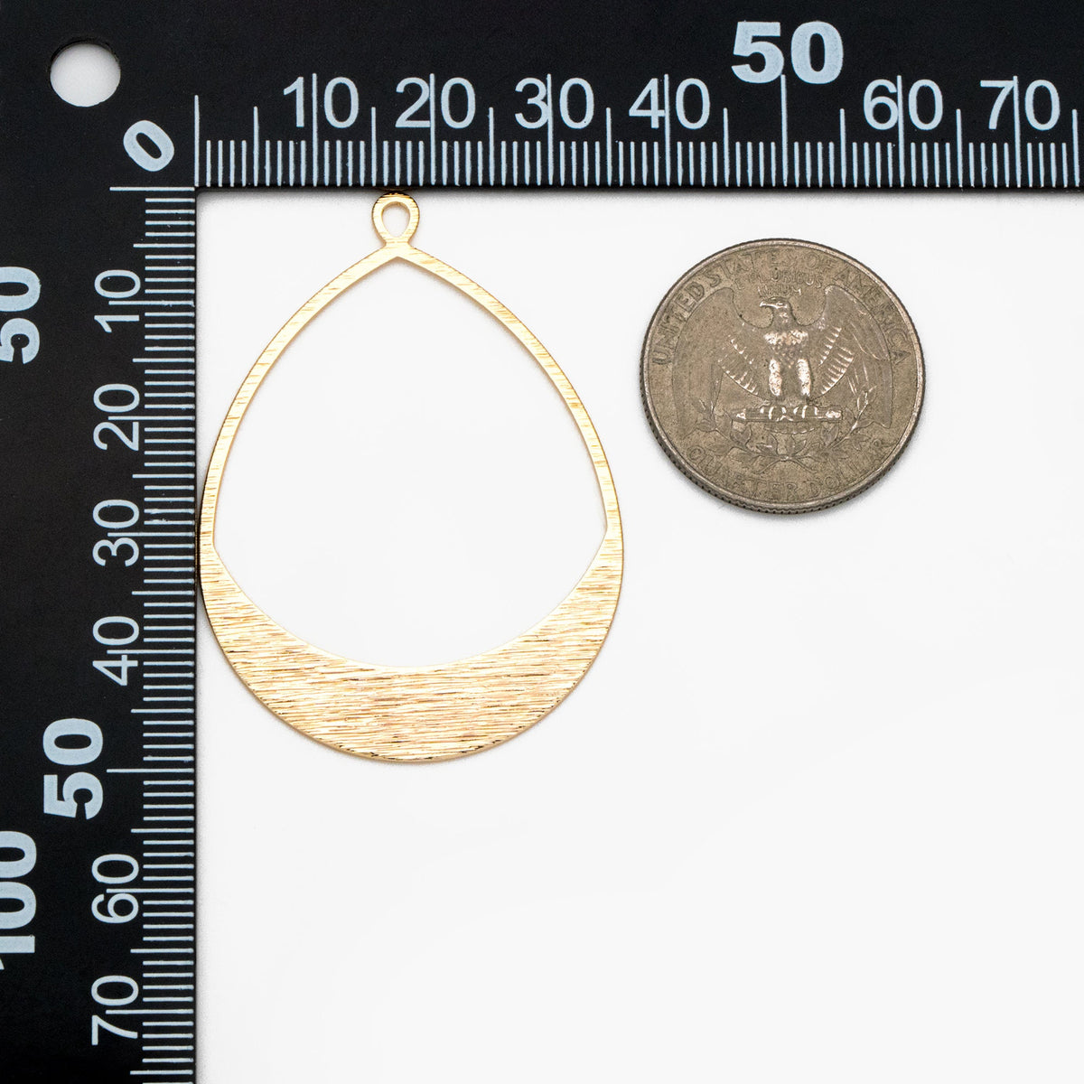 10pcs Gold Brushed Teardrop Pendants, Geometric Link Charms 49x36mm (GB-3817-H)