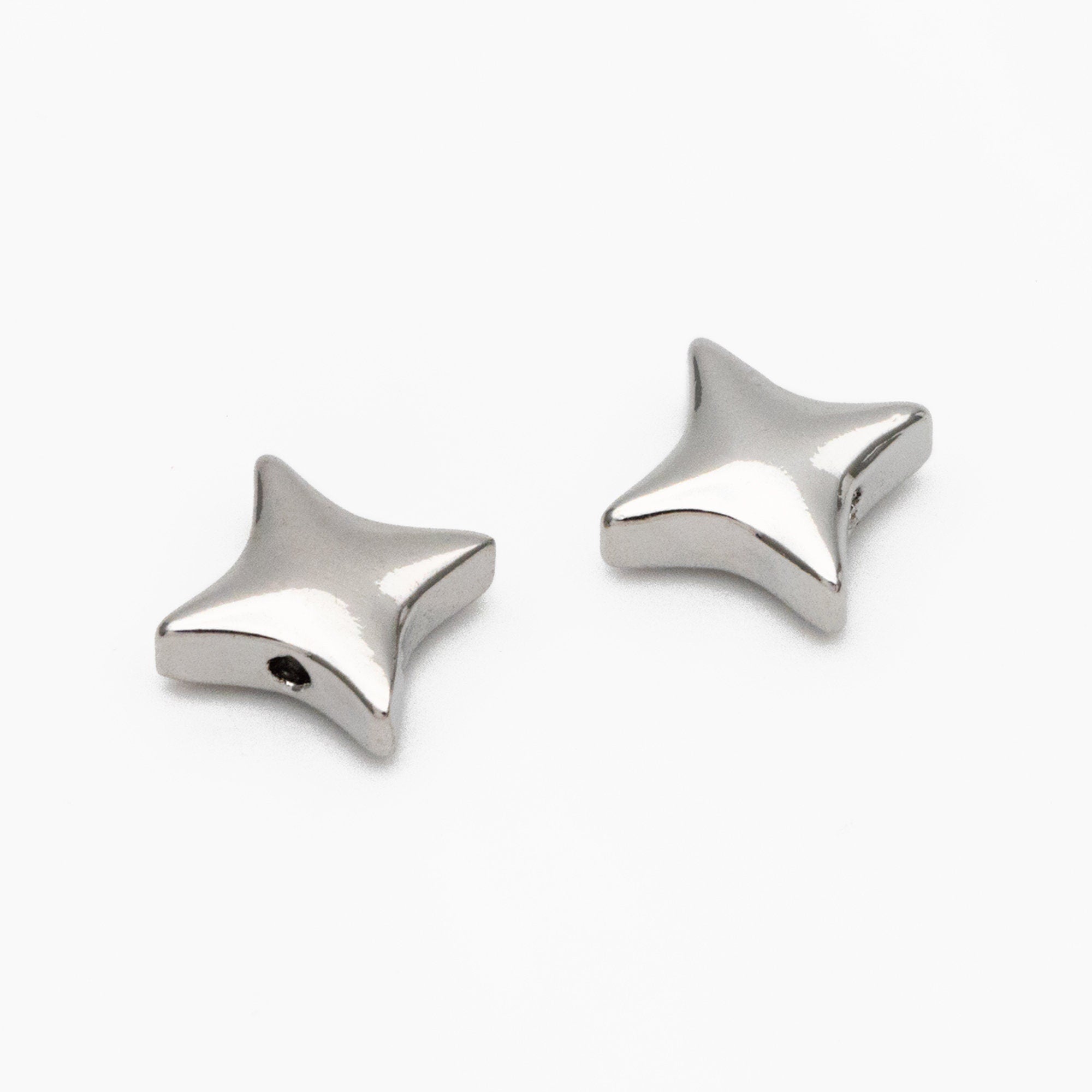 10pcs Gold/ Silver Tone Star Spacer Beads, Gold/ Rhodium plated Brass Cross Star Beads (GB-2964-F)