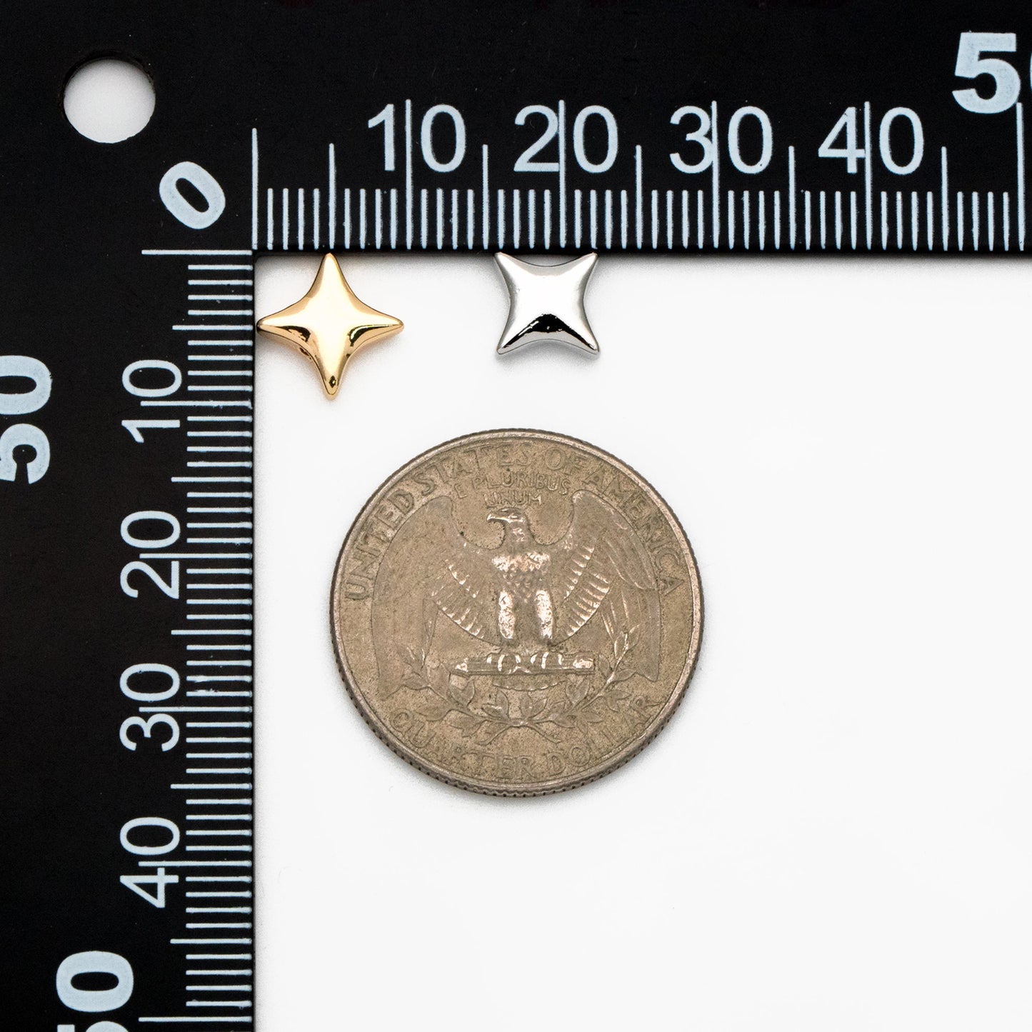 10pcs Gold/ Silver Tone Star Spacer Beads, Gold/ Rhodium plated Brass Cross Star Beads (GB-2964-F)