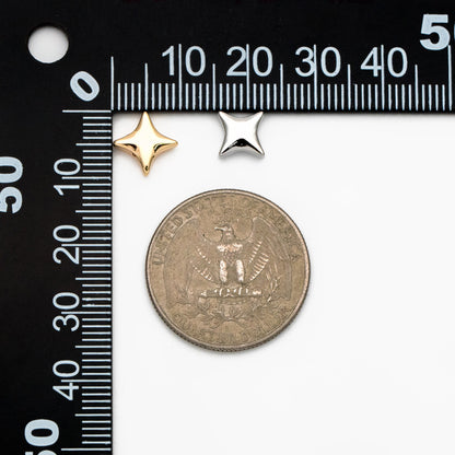 10pcs Gold/ Silver Tone Star Spacer Beads, Gold/ Rhodium plated Brass Cross Star Beads (GB-2964-F)