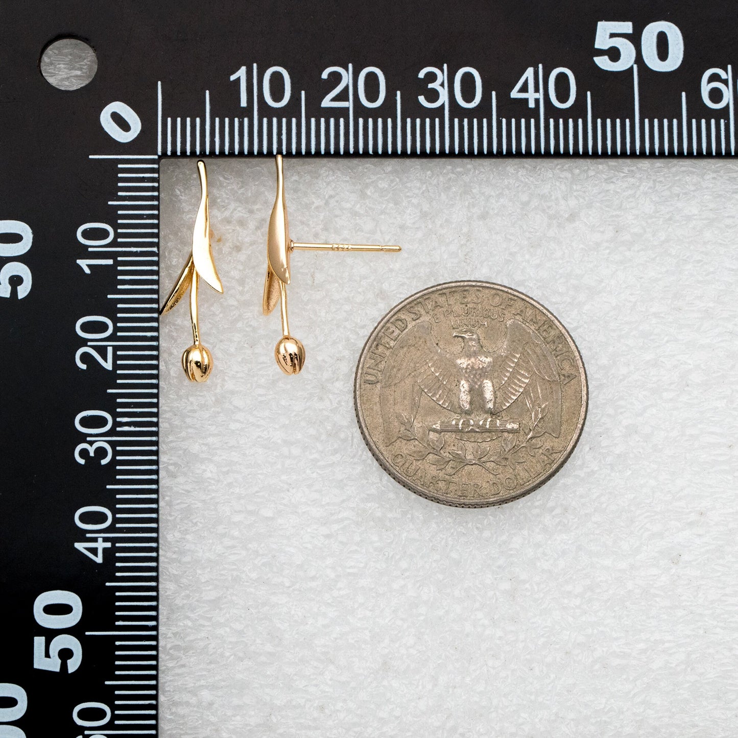 10pcs Gold/ Silver Tulip Flower Earrings 24x6mm, Gold/ Rhodium Plated Brass Flower Stud Earrings (GB-4010)