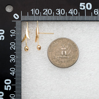 10pcs Gold/ Silver Tulip Flower Earrings 24x6mm, Gold/ Rhodium Plated Brass Flower Stud Earrings (GB-4010)