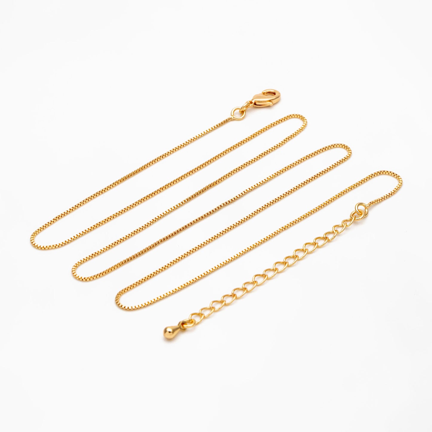 1pc Gold 0.8mm Box Chain Necklace, Finished Dainty Necklace, Ready to Wear (#LK-598)