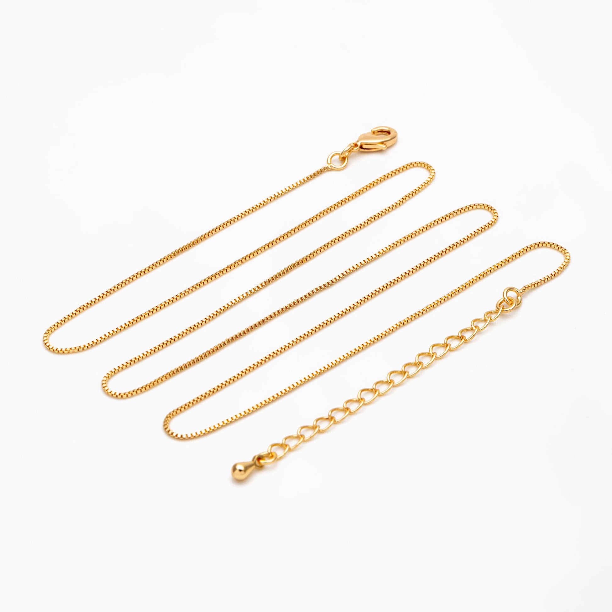 1pc Gold 0.8mm Box Chain Necklace, Finished Dainty Necklace, Ready to Wear (#LK-598)