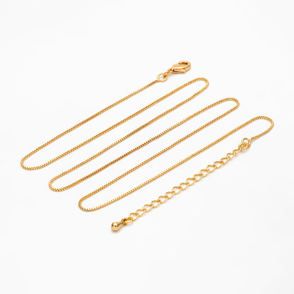1pc Gold 0.8mm Box Chain Necklace, Finished Dainty Necklace, Ready to Wear (#LK-598)