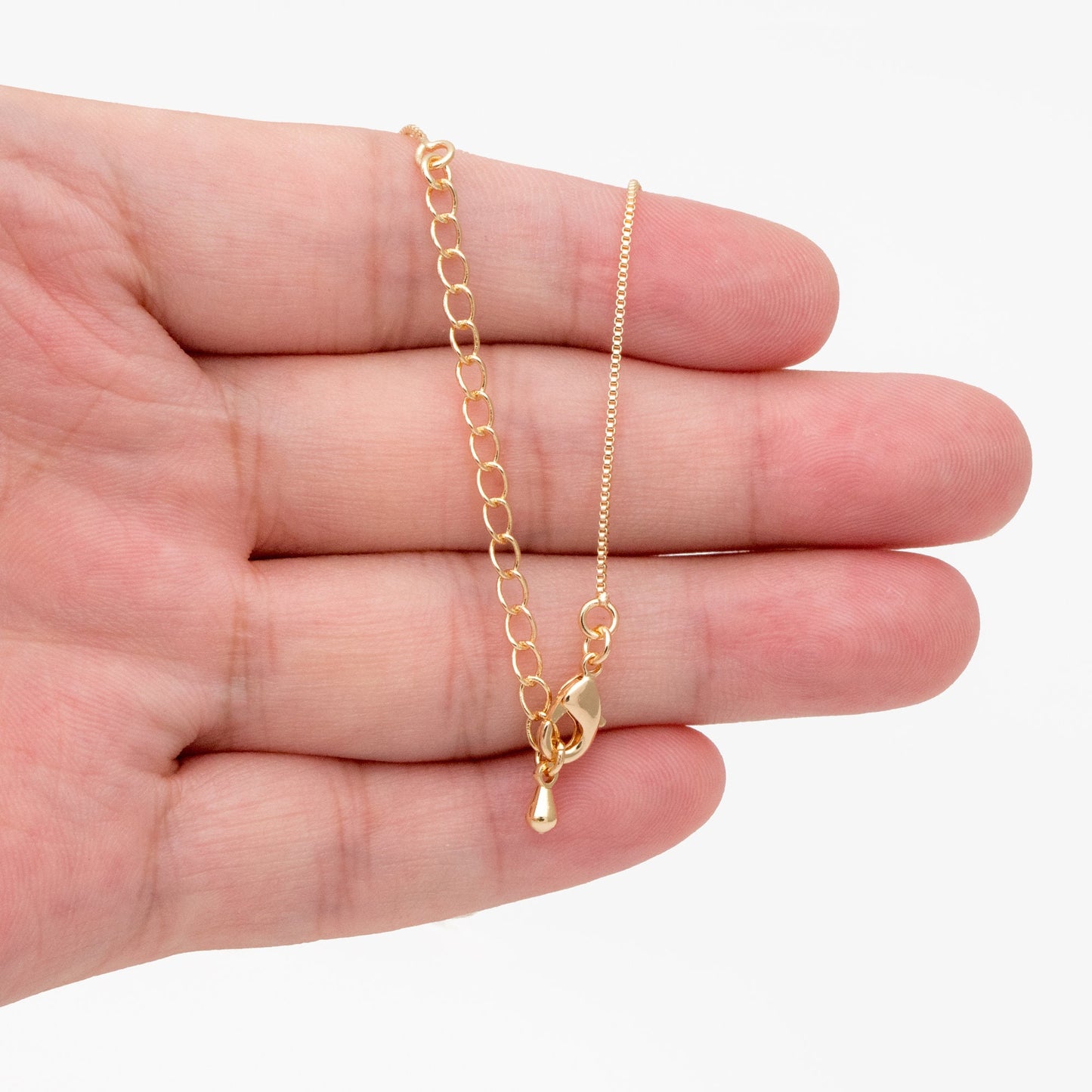1pc Gold 0.8mm Box Chain Necklace, Finished Dainty Necklace, Ready to Wear (#LK-598)