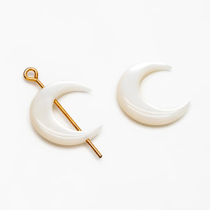 4pcs Mother of Pearl Crescent Moon Beads, Natural MOP Shell Moon Charms 15mm (V1427)