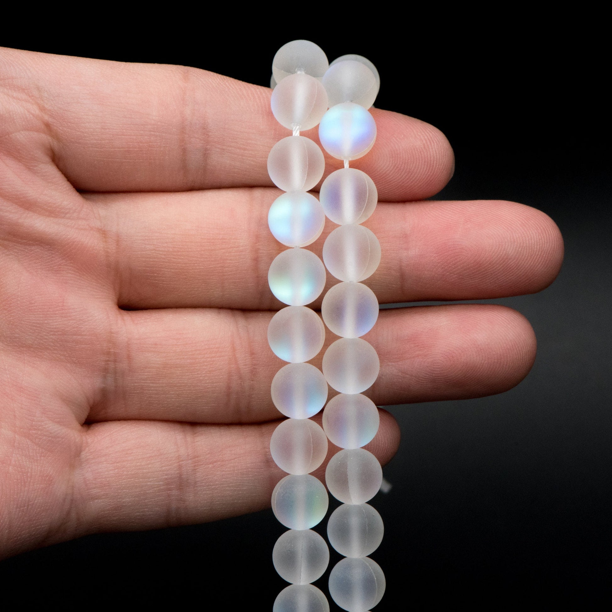 Matte Mystic Mermaid Glass Smooth Round Beads 4/6/8mm, 14.5" Strand (TR-011)