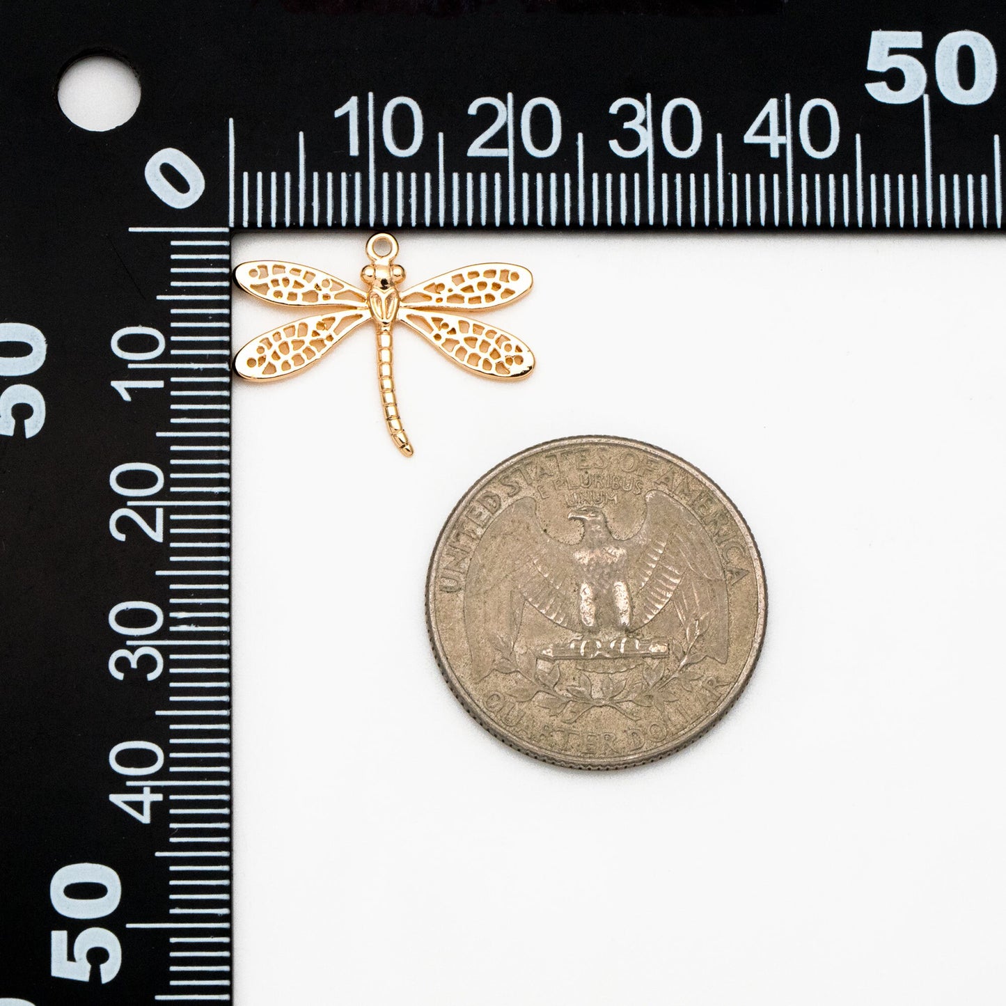 4pcs Gold/ Silver Dragonfly Charm 15x22mm, 18K Gold/ Rhodium Plated Brass, Cute Dragonfly Pendants (GB-3196-D)