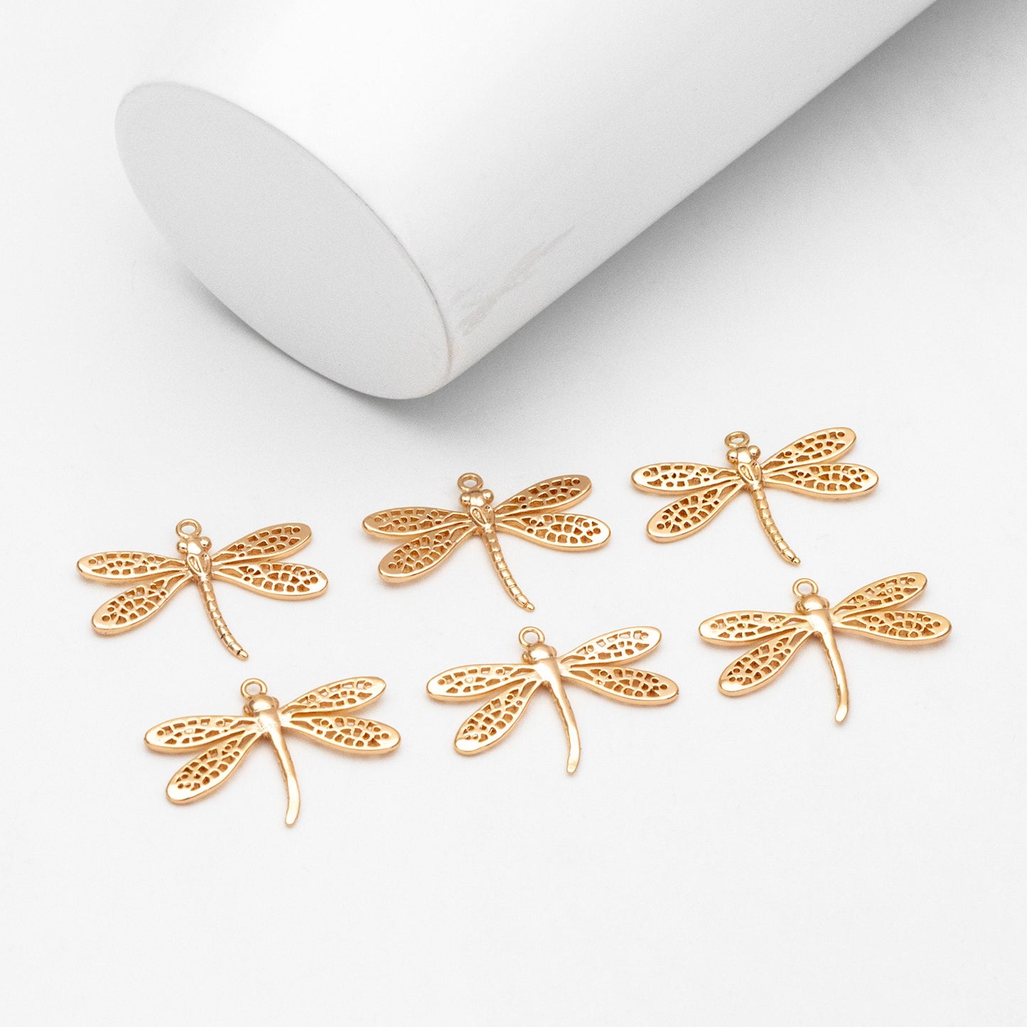 4pcs Gold/ Silver Dragonfly Charm 15x22mm, 18K Gold/ Rhodium Plated Brass, Cute Dragonfly Pendants (GB-3196-D)