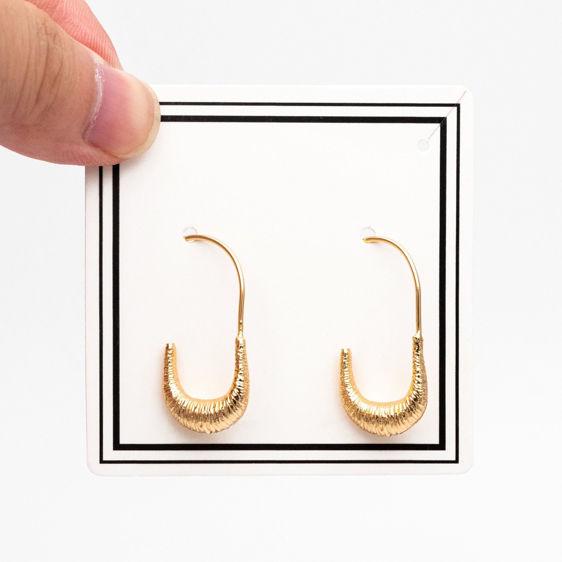 4pcs Gold Brushed Oval Ear Hooks 30x18mm, Gold plated Brass, Simple Earwires Earring Components (GB-3920)