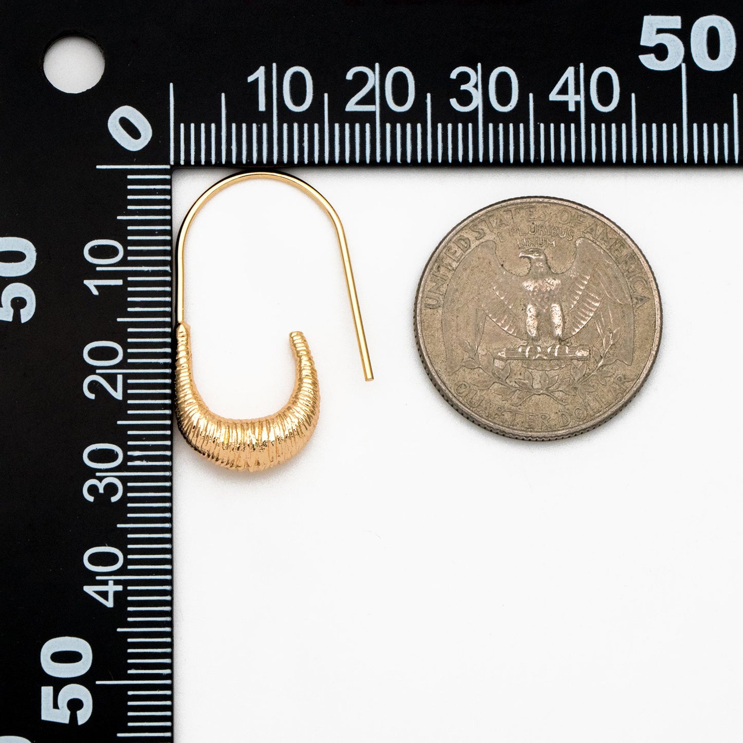 4pcs Gold Brushed Oval Ear Hooks 30x18mm, Gold plated Brass, Simple Earwires Earring Components (GB-3920)