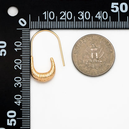 4pcs Gold Brushed Oval Ear Hooks 30x18mm, Gold plated Brass, Simple Earwires Earring Components (GB-3920)