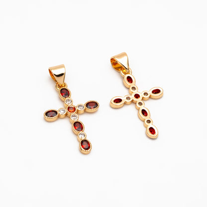 4pcs Cubic Cross Charm, CZ Pendant, Jesus Pendant, Earrings pendant, Earring Charm, Necklace Pendant (GB-3927)