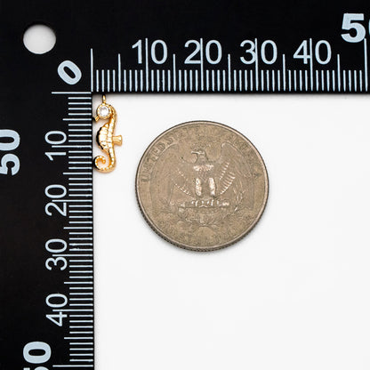 4pcs CZ Pave Seahorse Charm, Hippocampus Pendants for Necklace/ Earrings, DIY Supplies Wholesale (GB-3781-E)