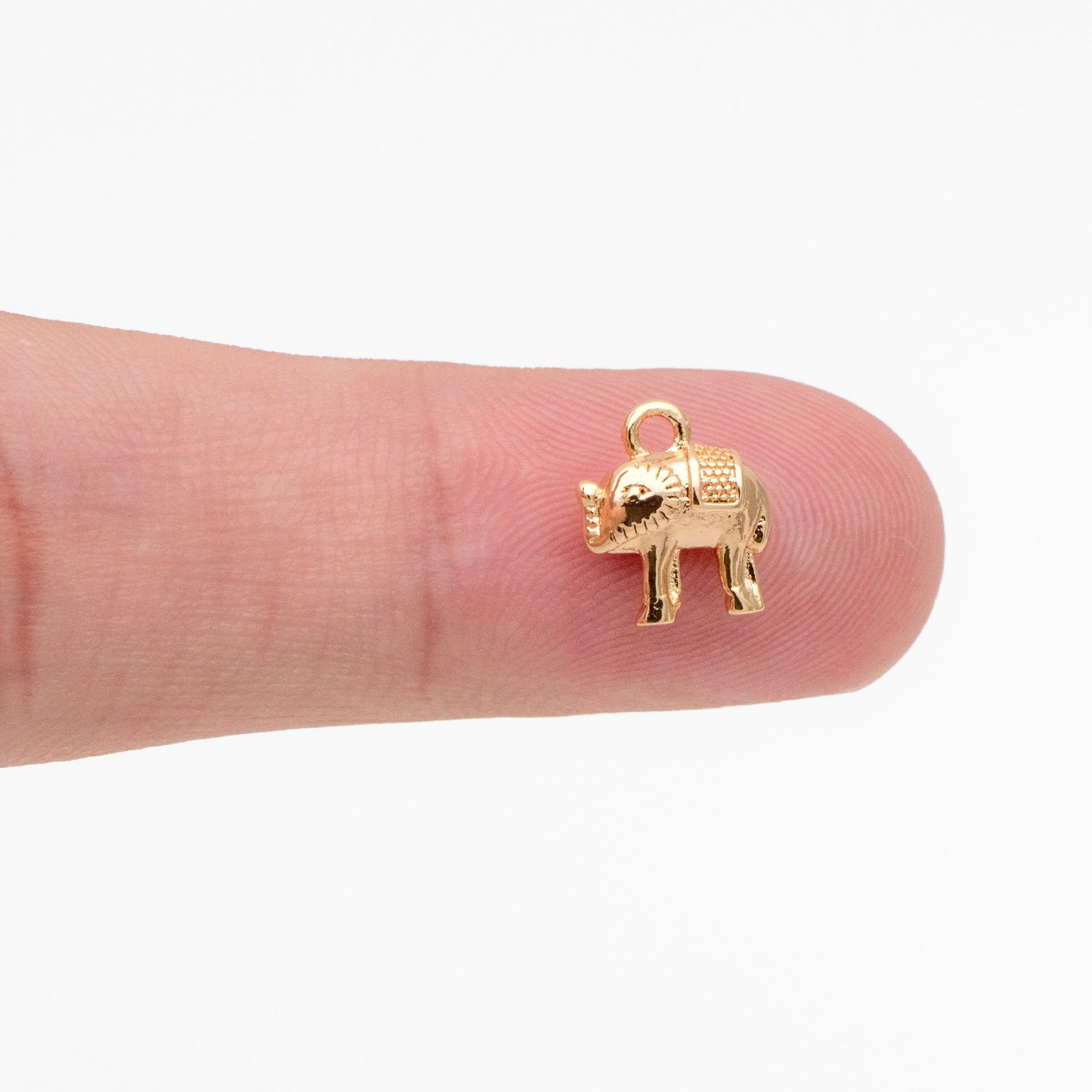 10pcs Gold Elephant Charm Pendant 9x9mm, Earring Findings, Jewelry Making, Diy Material, Jewelry Supplies (GB-2835-E)