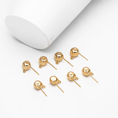 10pcs Gold Cube Ear Posts 9x7mm, Real Gold Plated Brass Geometric Earring Studs (GB-3935)