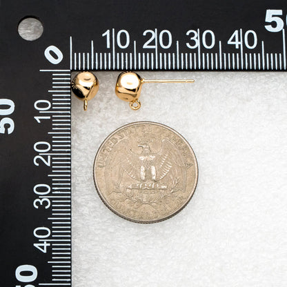 10pcs Gold Cube Ear Posts 9x7mm, Real Gold Plated Brass Geometric Earring Studs (GB-3935)