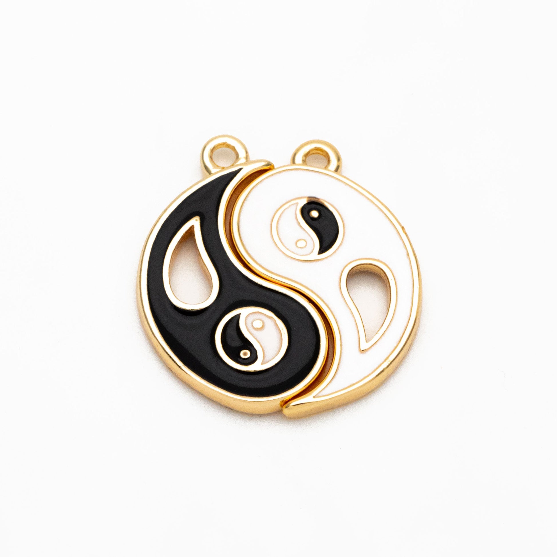 4pcs Gold Enamel Yin Yang Charms, Taoism Charm, Eight Diagrams Charm, Tai Chi Charm, Nepalese Charm, Yoga Jewelry (GB-3939)