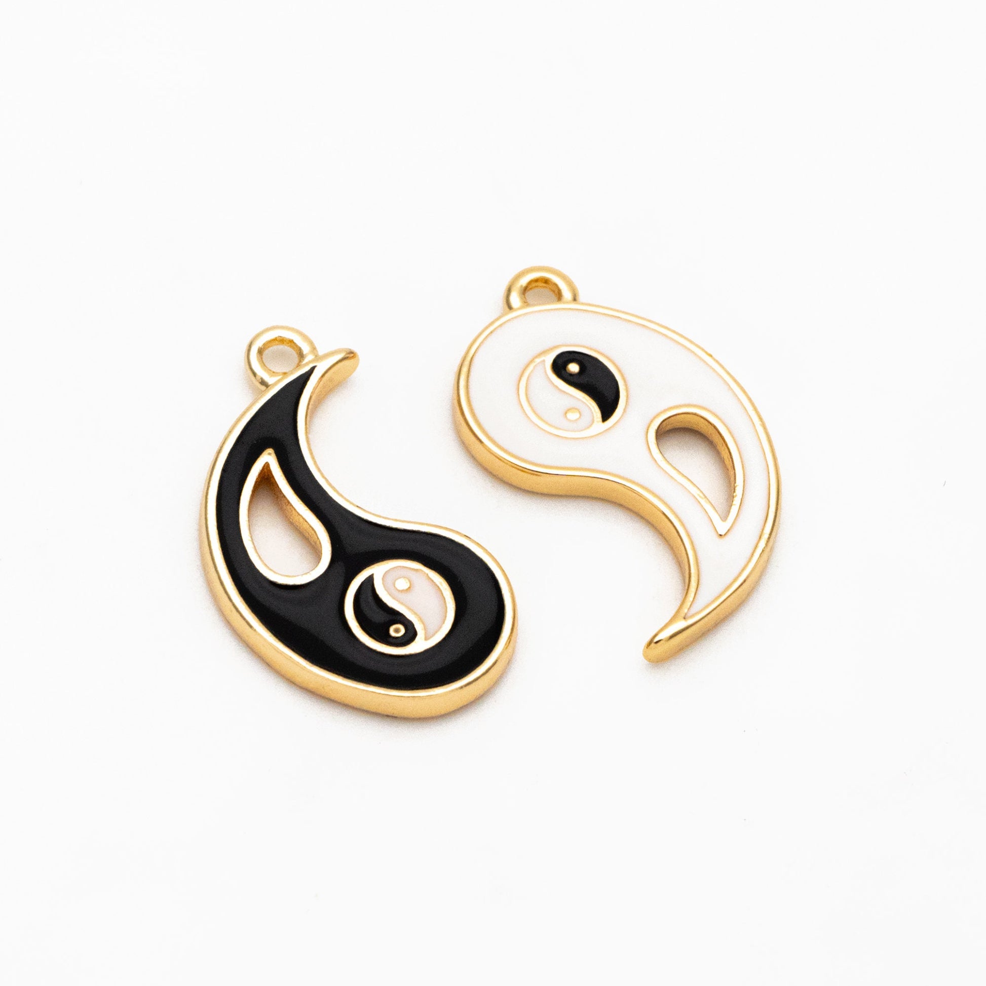 4pcs Gold Enamel Yin Yang Charms, Taoism Charm, Eight Diagrams Charm, Tai Chi Charm, Nepalese Charm, Yoga Jewelry (GB-3939)