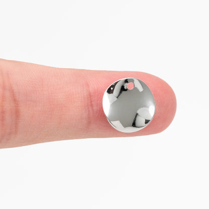 10pcs Hammered Disc Charms 12/ 15mm, Polished Gold/ Rhodium plated Brass Round Coin Charms (GB-153)