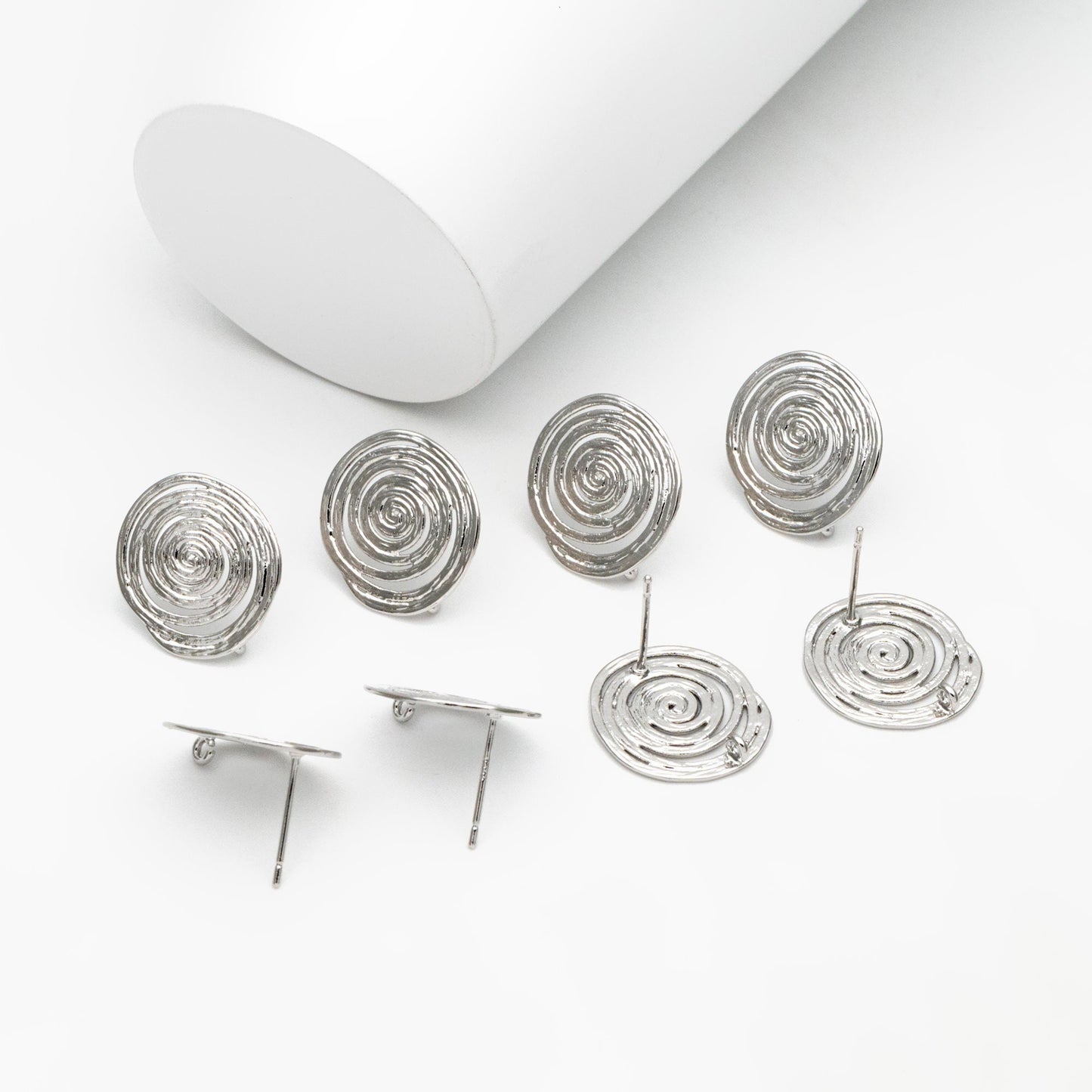 10pcs Gold/ Silver Filigree Round earring with Loop 15x17mm, Gold/ Rhodium plated Brass ear stud (GB-1066)