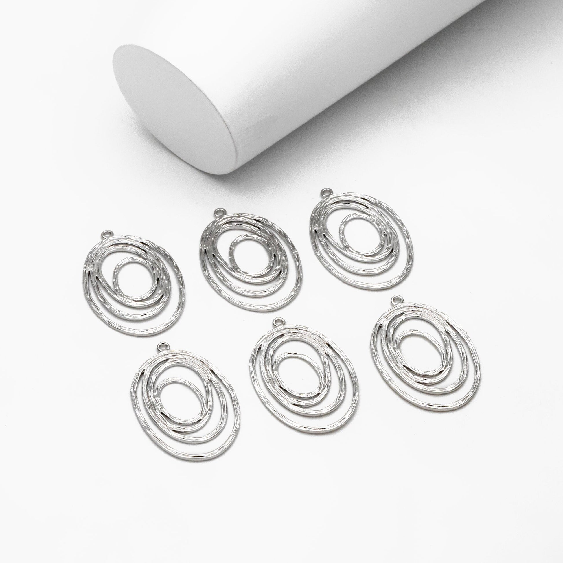 10pcs Gold/ Silver Oval Vortex Charms, Gold/ Rhodium plated Brass Oval Pendants, Dangle Earring Components (GB-1066-B)