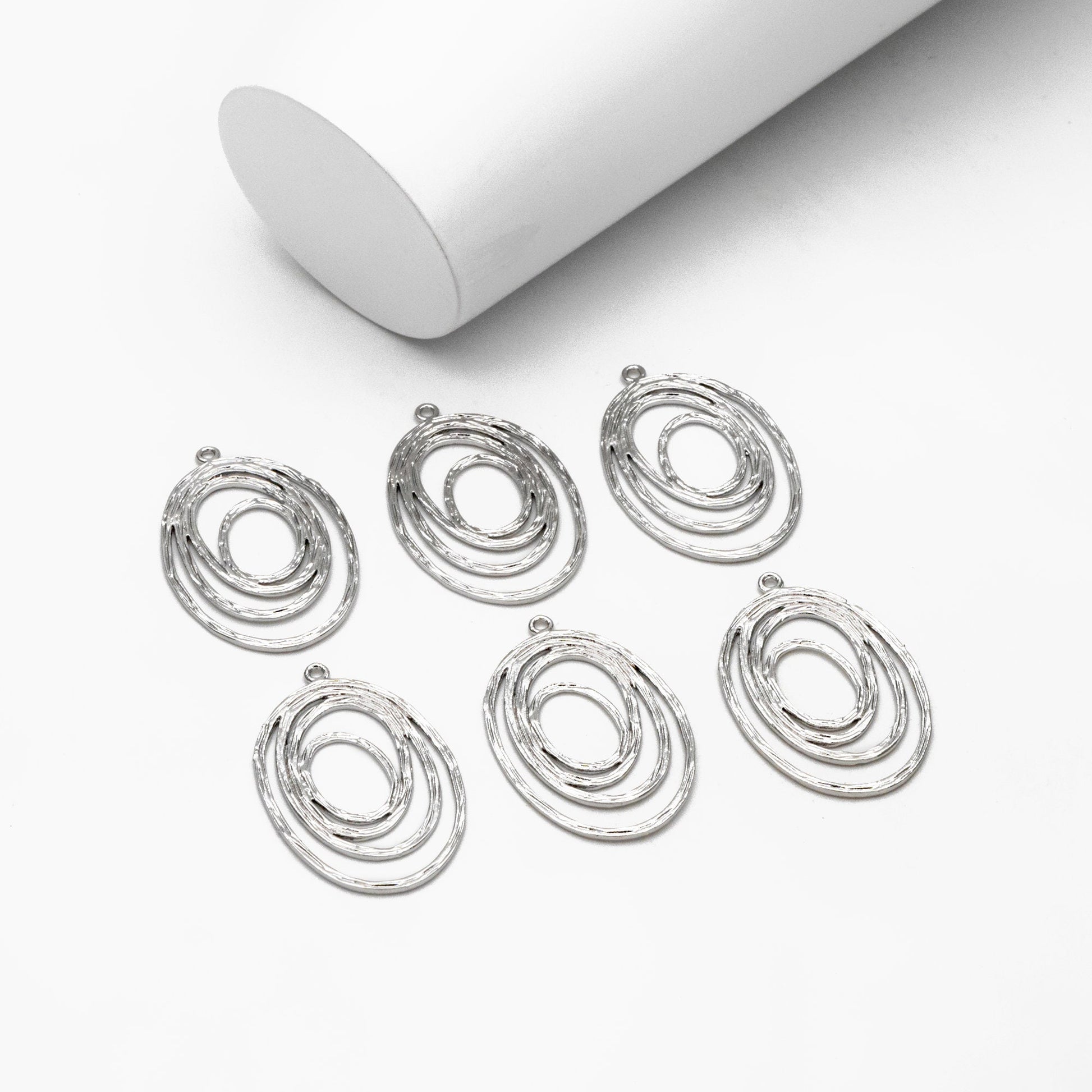 10pcs Gold/ Silver Oval Vortex Charms, Gold/ Rhodium plated Brass Oval Pendants, Dangle Earring Components (GB-2830)